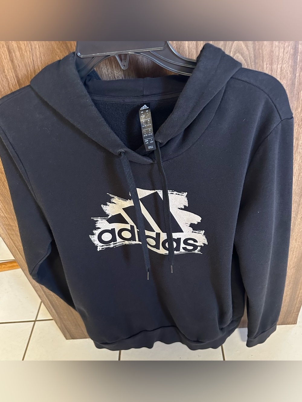 Adidas Black Hoodie with Silver Logo